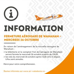 Aérogare de Wanaham fermée le 26 octobre 2022