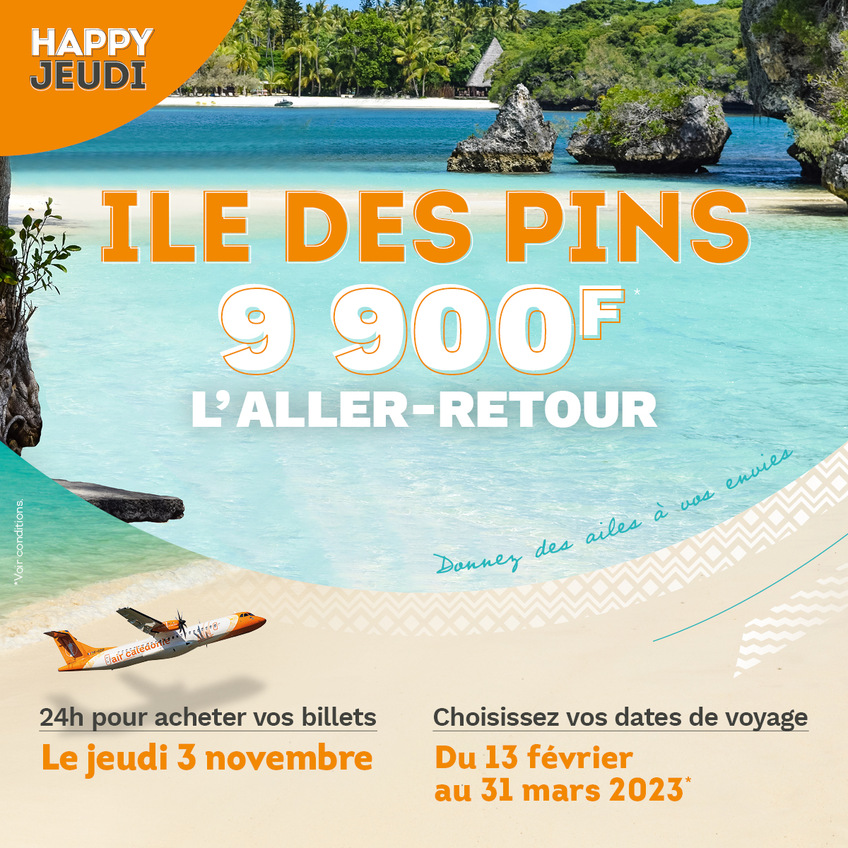 Happy Jeudi novembre : destination Ile des Pins à prix réduits – Air Calédonie