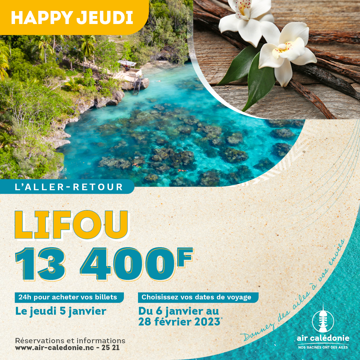 Happy Jeudi janvier : destination Lifou à prix réduits – Air Calédonie