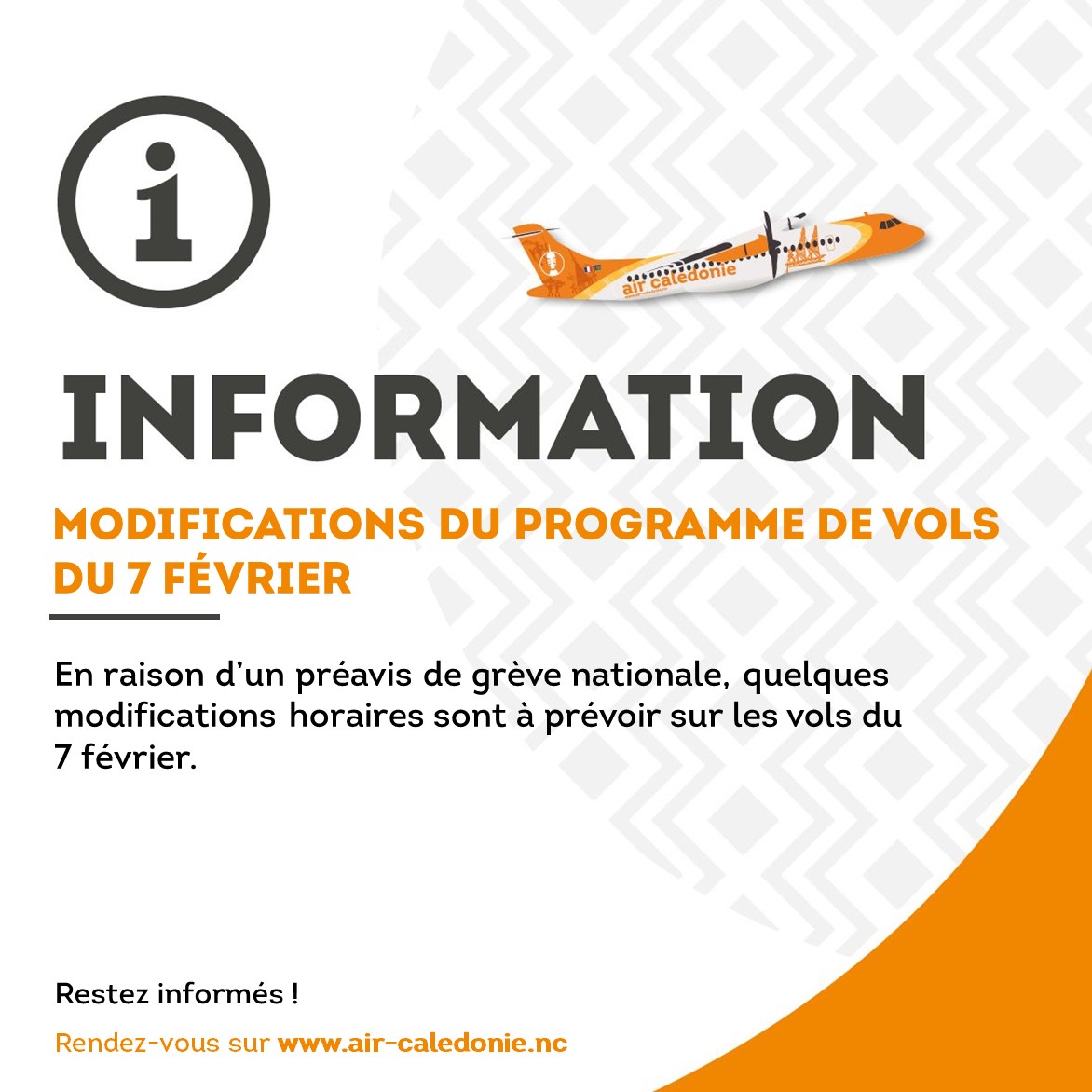 Modification du programme de vols - 7 février