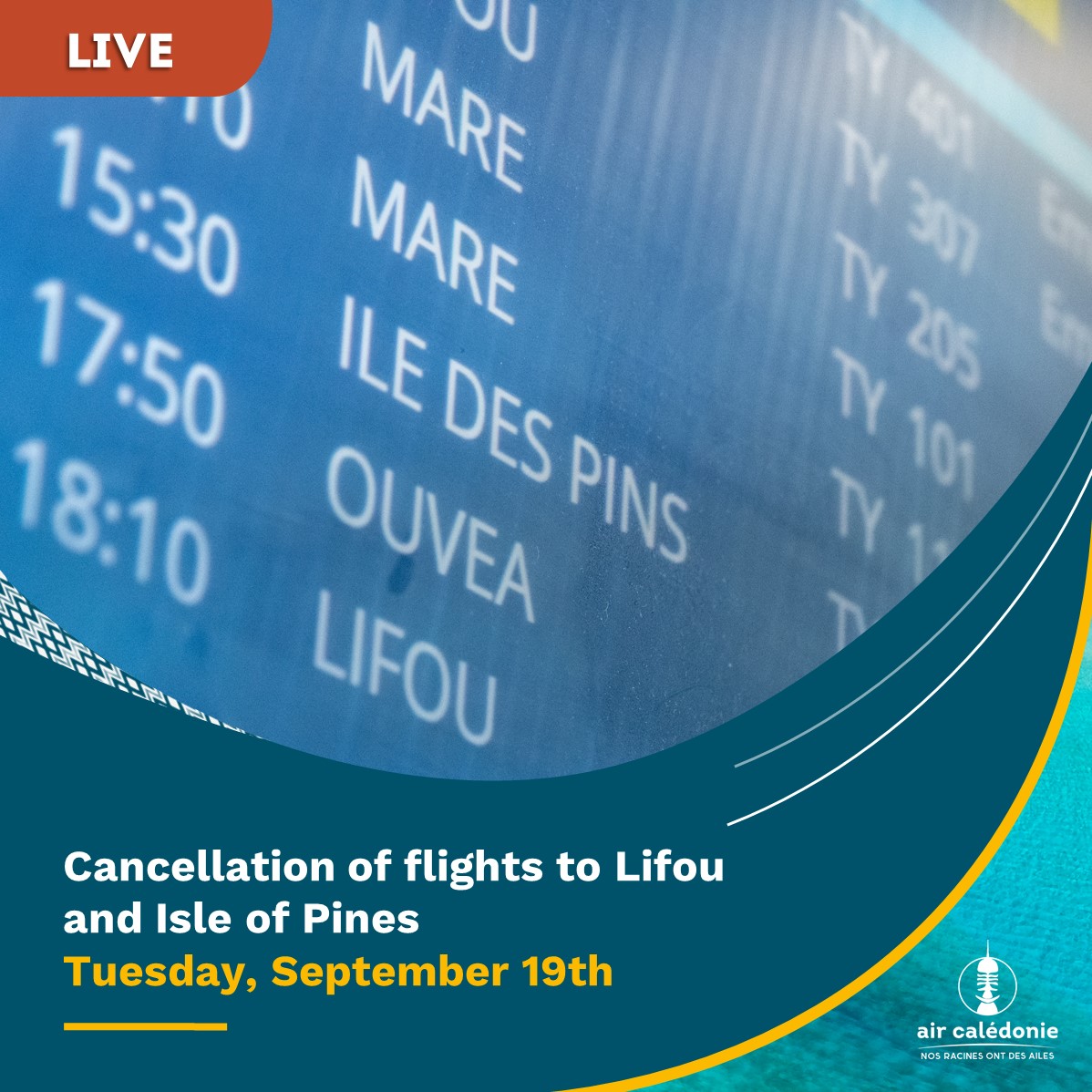 Blocages des aéroports de Lifou et de l'Ile des Pins - annulation des vols du mardi 19 septembre