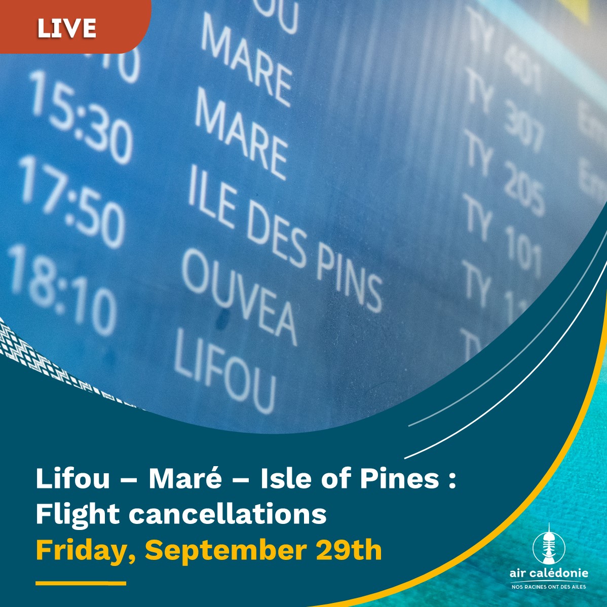 FLIGHT CANCELLATIONS – MARÉ, ISLE OF PINES, LIFOU